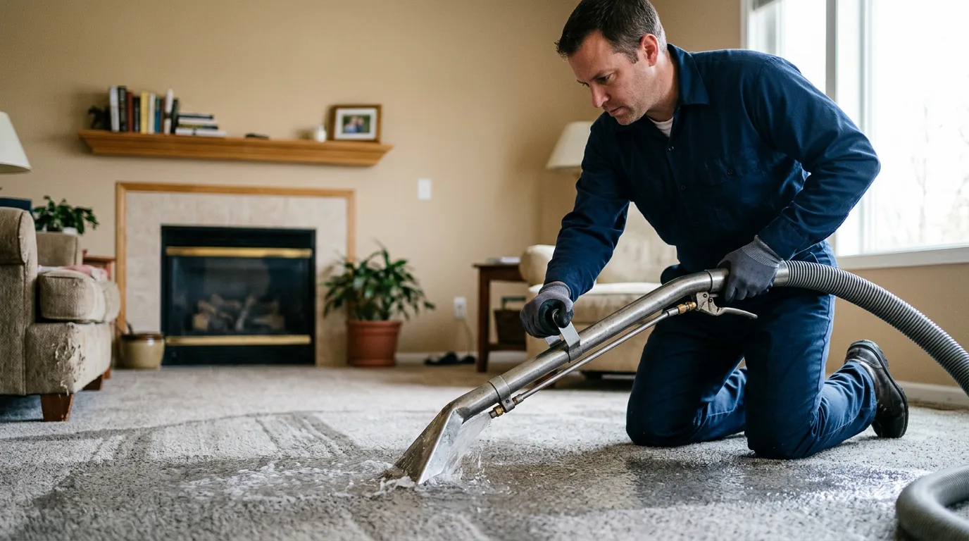 Water damage restoration technician working near Dodge, TX
